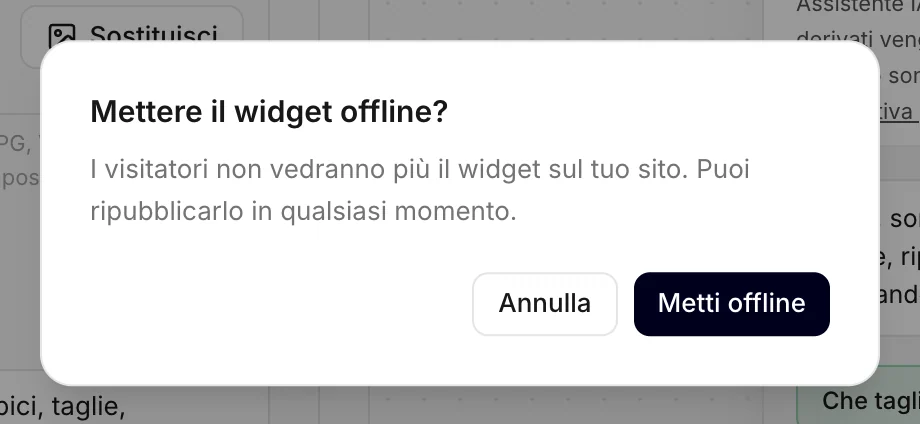 Mettere offline il widget
