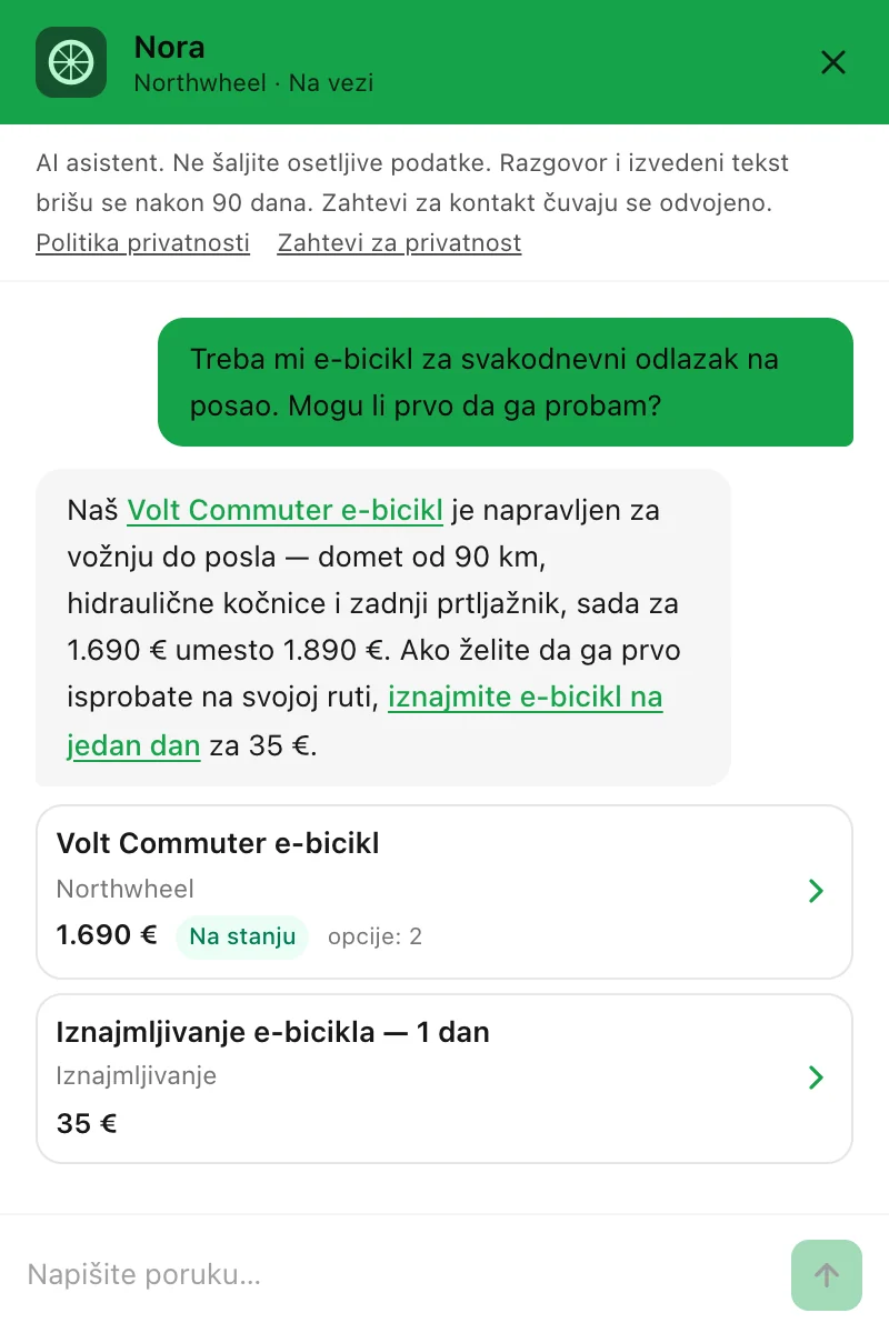 Odgovor sa dve kartice: proizvod i usluga
