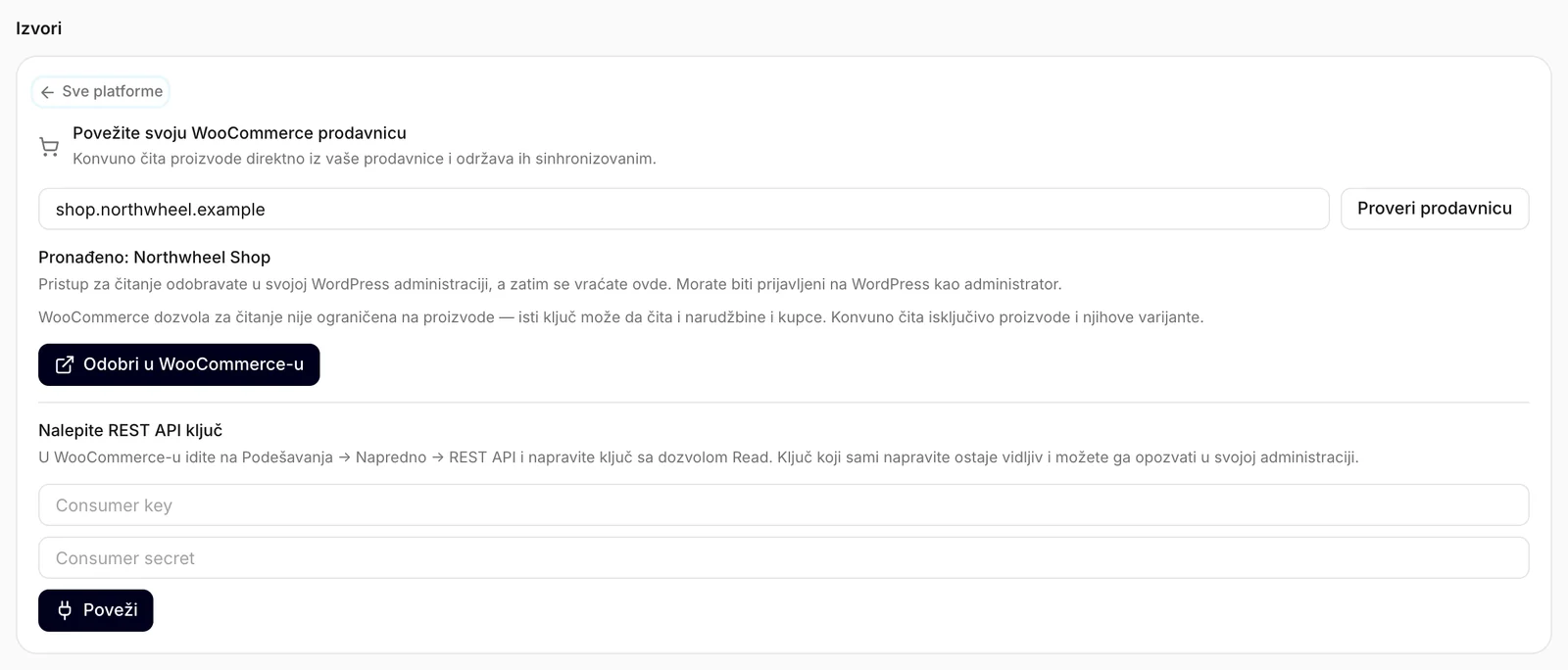 Pronađena prodavnica, sa odobrenjem jednim klikom i opcijom da nalepite ključ