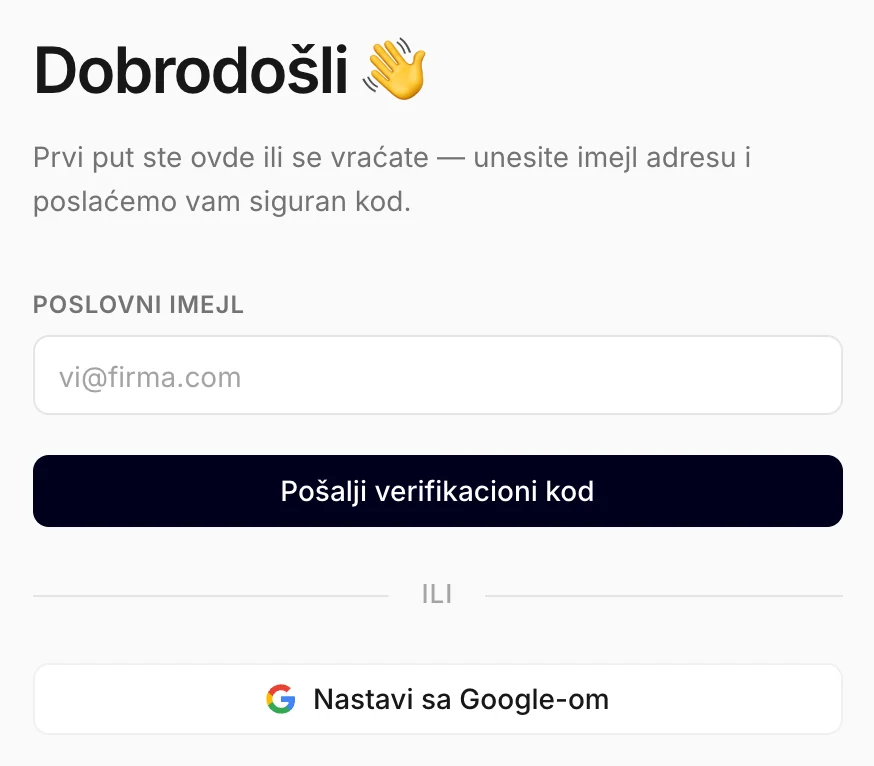 Ekran za prijavu