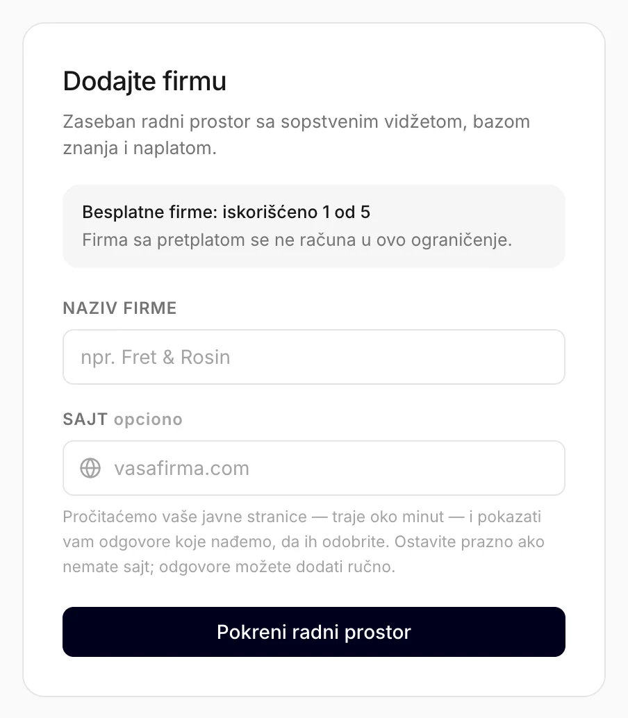 Dodavanje firme