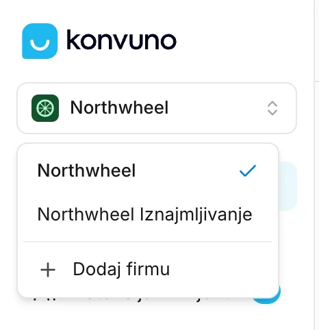 Birač firme na vrhu bočnog menija