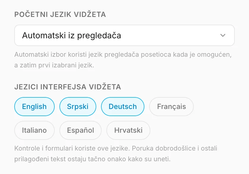 Podešavanja jezika