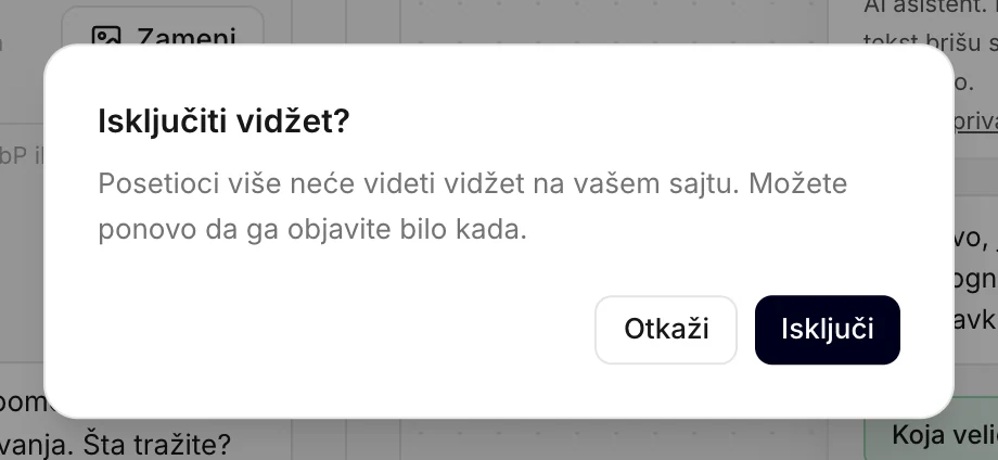 Isključivanje vidžeta